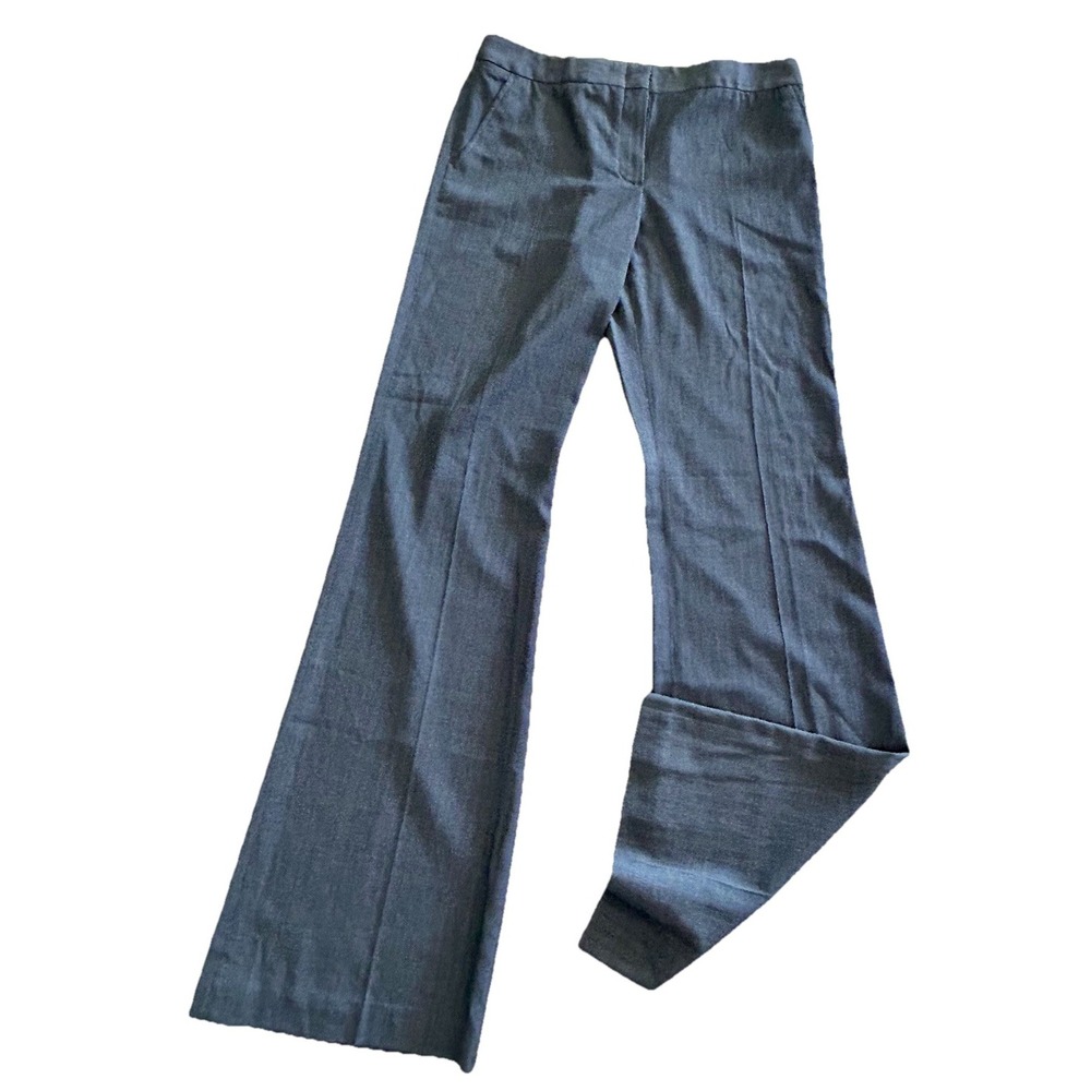 BCBGMaxAzria Women's Gray Stripe  Flared Boot Career Trouser Pants 8 Long Inseam